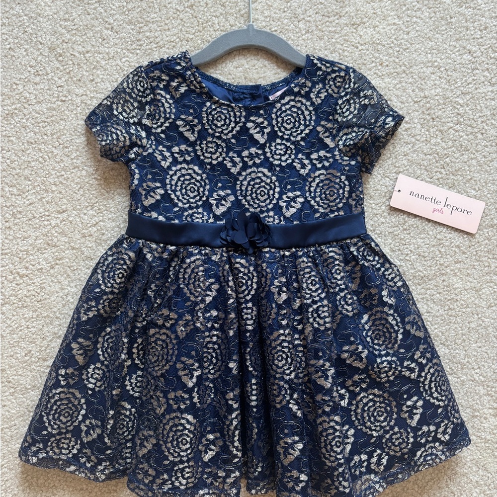 Nanette Lepore Girls' Blue Floral Lace Dress